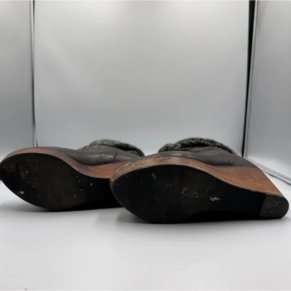 Bed Stu Leather Bruges Slouch Grey Knit Wedge Distressed Bohemian Moto Boot 8 - Picture 9 of 11